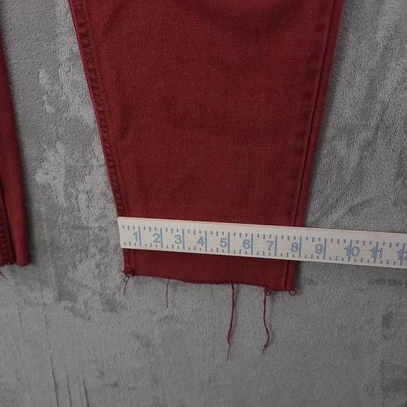 Vintage Levis 550 Mens Jeans 36x32 Red Relaxed Orange Tab 90s USA Undone Hem - Picture 10 of 12